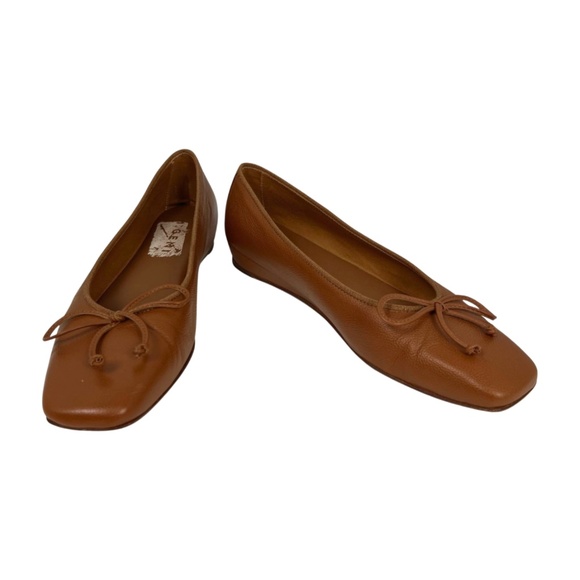 M. Gemi Danza Brown Tan Leather Square Toe Ballet Flat Handmade in Italy Size 38 - Picture 3 of 10